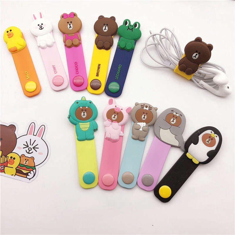 Phụ kiện cột dây cáp sạc hình hoạt hình dễ thương xinh xắn