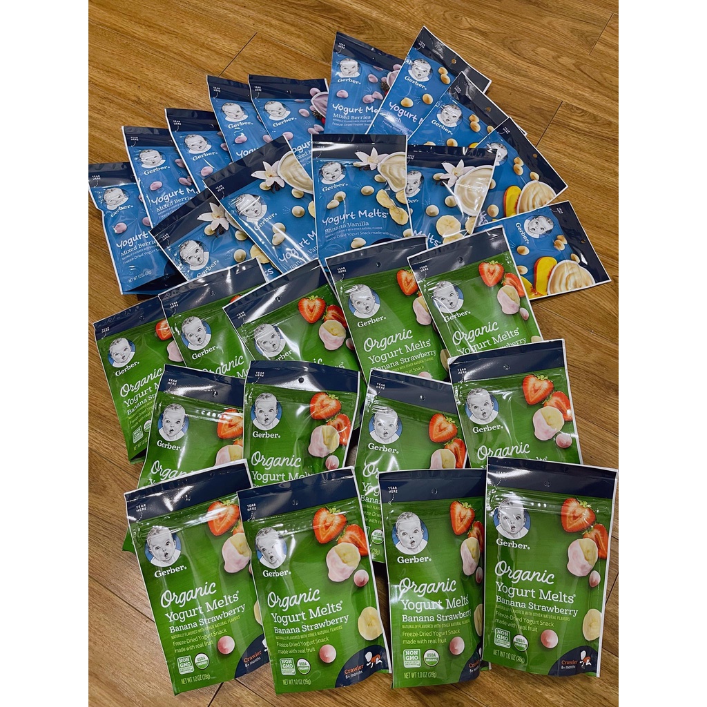 Sữa chua khô sữa chua sấy khô sấy lạnh Gerber hàng air Mỹ ăn dặm vị hoa quả giá rẻ