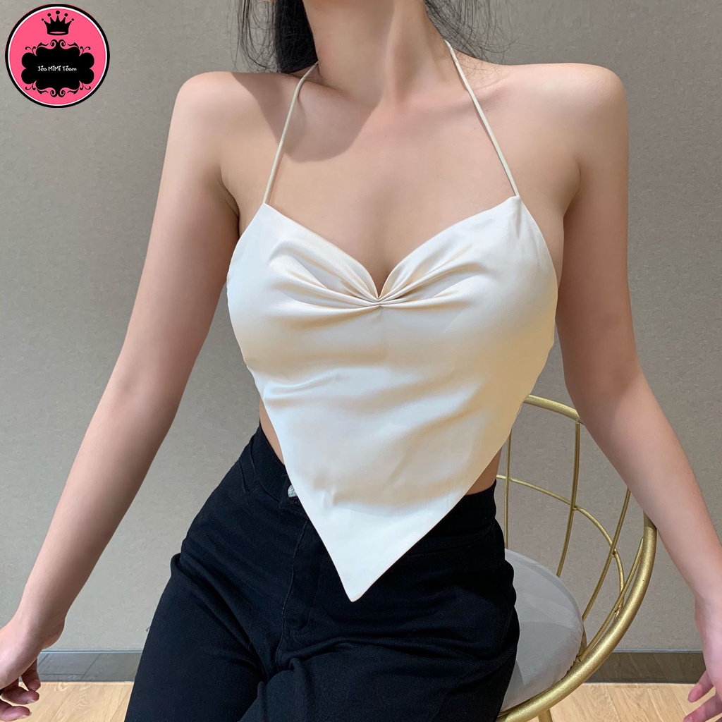 Áo Yếm Hở Lưng Nhún Ngực Cột Dây Lưng Có Mút Ngực Freesize Dưới 60Kg "YẾM LỤA"