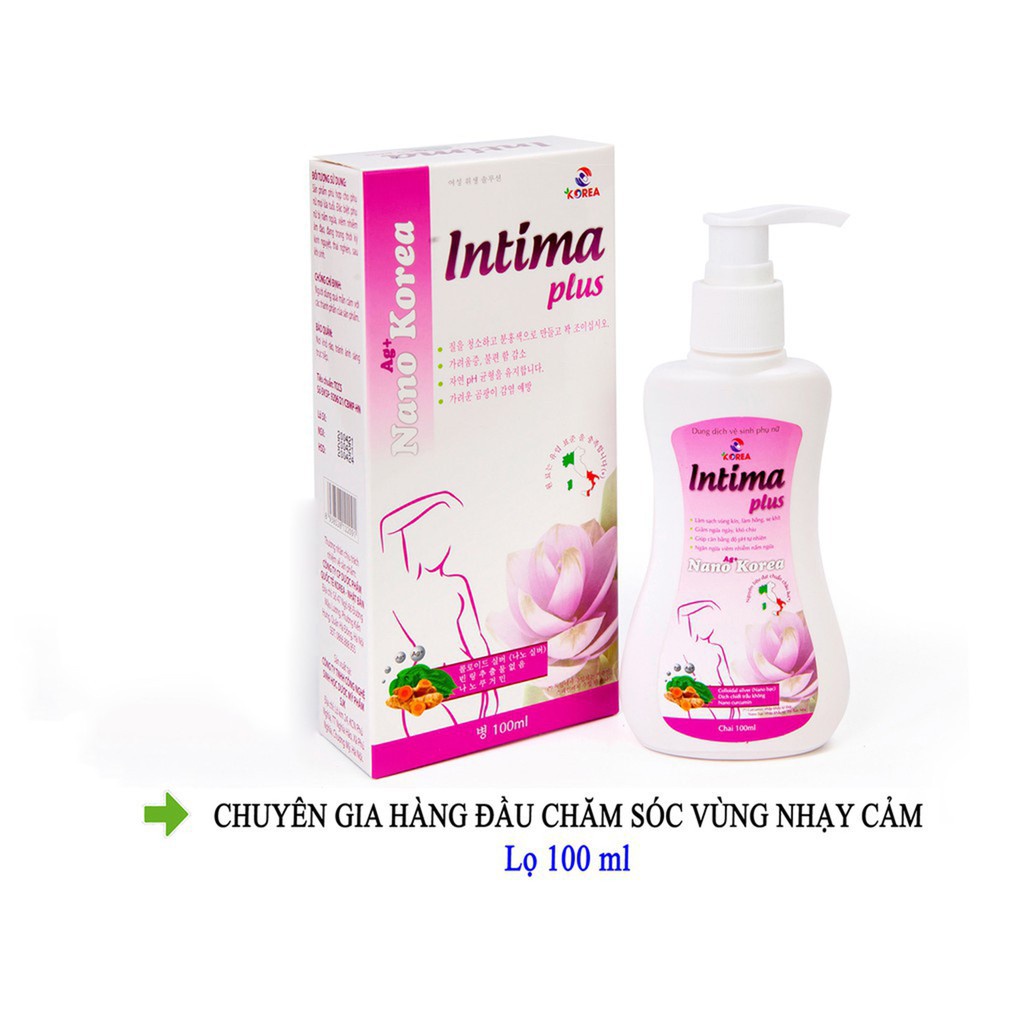 Dung dịch vệ sinh INTIMA PLUS nước rửa phụ khoa se khít vùng kín kháng khuẩn khử mùi hôi hương nước hoa chai100ml