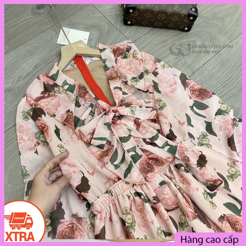 Đầm hoa phối nơ GU.Boutique