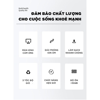 Máy lọc không khí Ion Âm thông minh Dhome K-168, Lọc khói bụi, vi khuẩn và bụi mịn PM2.5. Màn hình cảm ứng