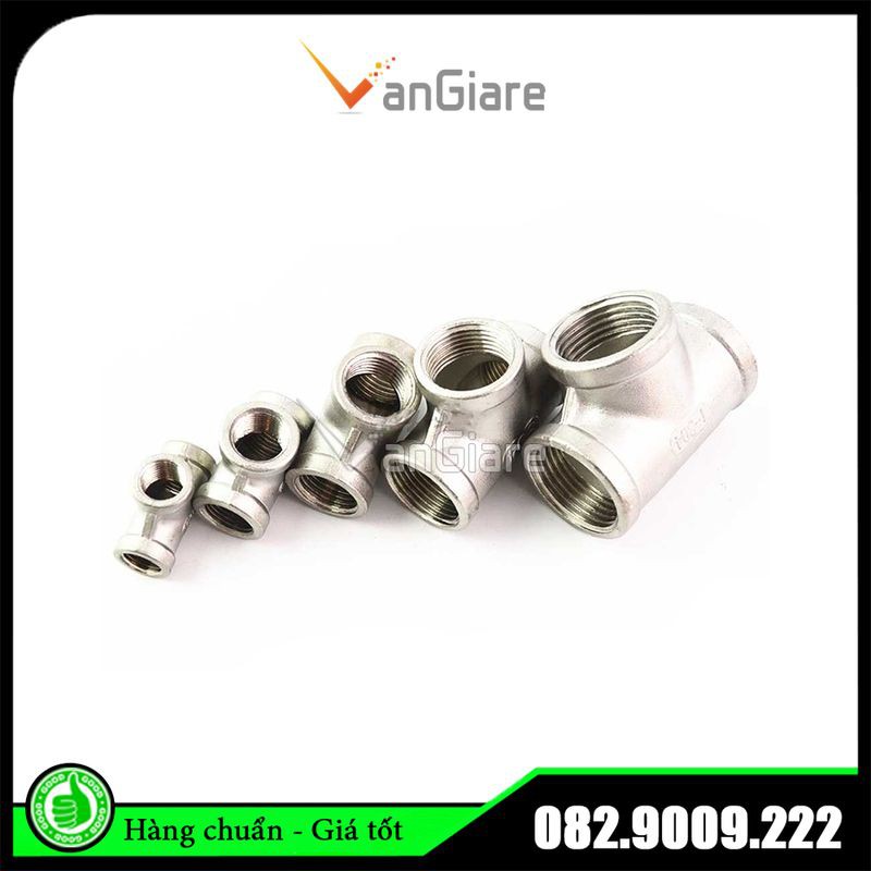 Tê nối ren trong - nối 3 ngã răng trong inox 21 27 34 42 49 60 inox100%