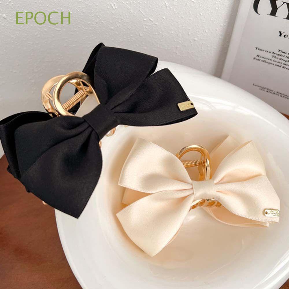 Epoch Kẹp Tóc Hình Nơ Màu Trắng Đen Phong Cách Hàn Quốc Cho Nữ