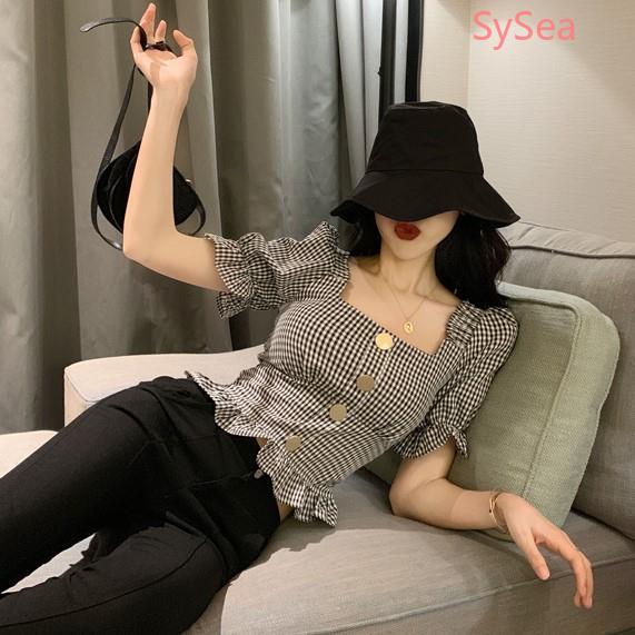 Áo Sơ Mi Tay Ngắn Họa Tiết Kẻ Sọc Thời Trang Mùa Hè Cho Nữ