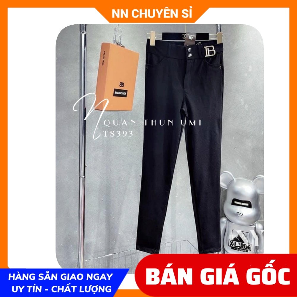 Quần tregging thun umi cao cấp co giãn lên phom ôm dáng lưng phối logo BB dễ thương TS393