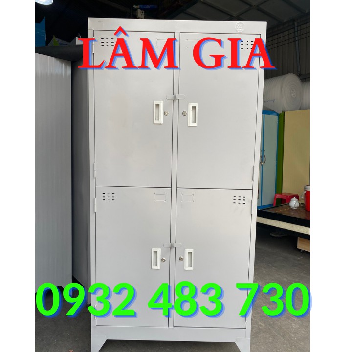 (XEM VIDEO) Tủ hồ sơ sắt locker 4 cánh cao cấp giá rẻ màu xám _Mẫu 2