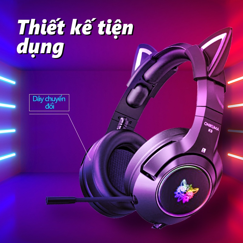 ONIKUMA K9 Tai nghe game màu đen micro kèm giảm tiếng ồn thích hợp cho máy tính xách tay chơi game nặng âm trầm