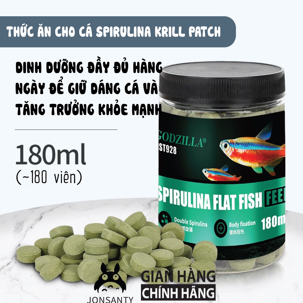 Thức ăn viên dán cho cá cảnh nhỏ, viên tảo protein hãng JONSANTY đầy đủ vitamin thiết yếu giúp cá phát triển khỏe mạnh