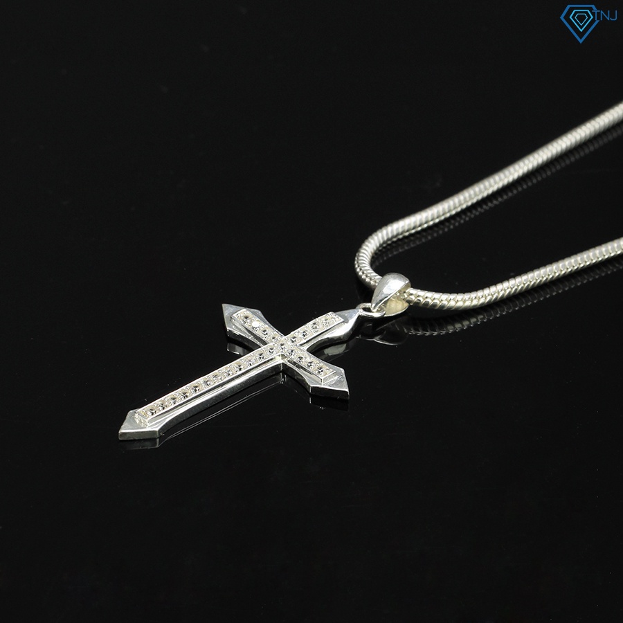 Dây chuyền bạc 925 nam mặt thánh giá đính đá DCA0058 Trang Sức TNJ