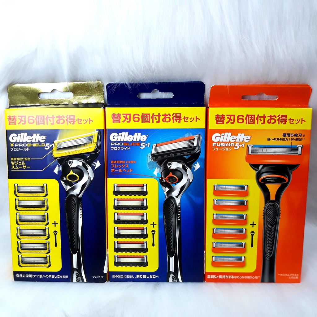 Dao cạo râu Gillette 5 lưỡi Proshield /ProGlide cộng 6 đầu thay thế không dùng pin Hàng Nhật