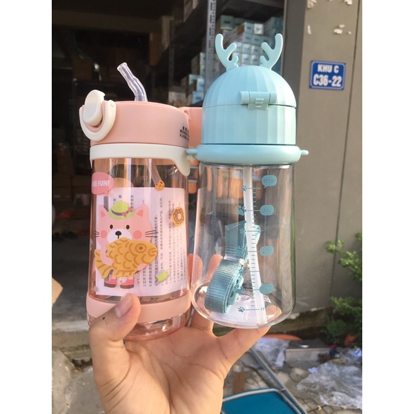 Bình Nước Cho Bé, Bình Tập Uống Cho Bé Goki Rudy, Cille có Ống Hút Cao Cấp