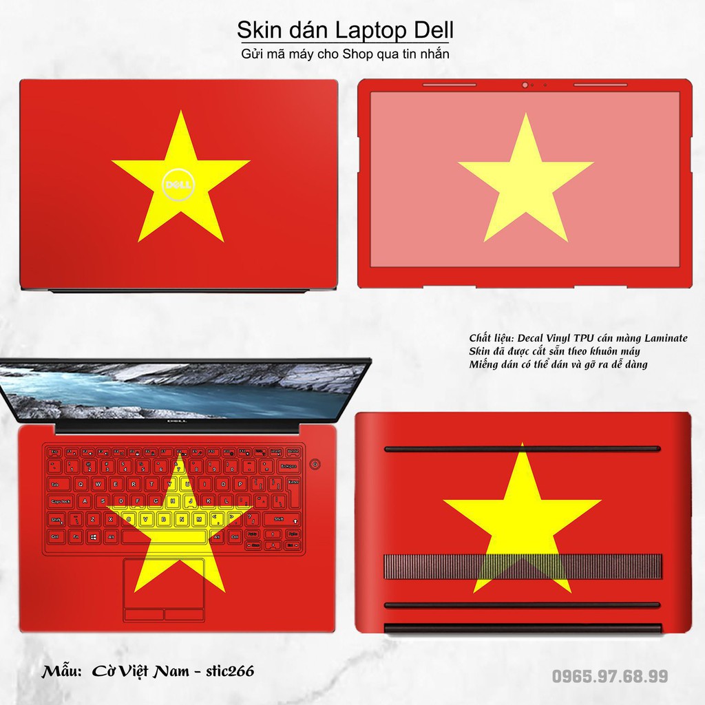 Skin dán Laptop Dell in hình cờ Việt Nam (inbox mã máy cho Shop)