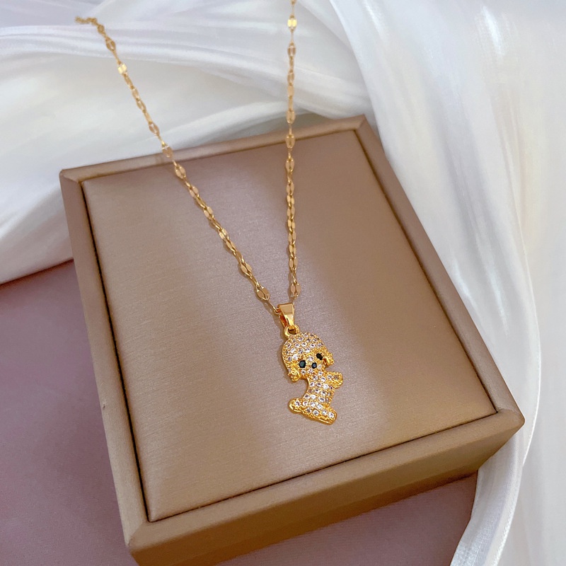 Dây Chuyền Bằng Thép Titan Nhẹ Đính Kim Cương Giả Dễ Thương Mạ Vàng Thật Phong Cách ins Cho Nữ