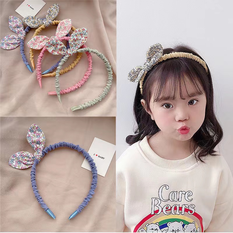 Băng Đô Tai Thỏ In Hoa Dễ Thương Phong Cách Hàn Quốc Thời Trang Cho Nữ