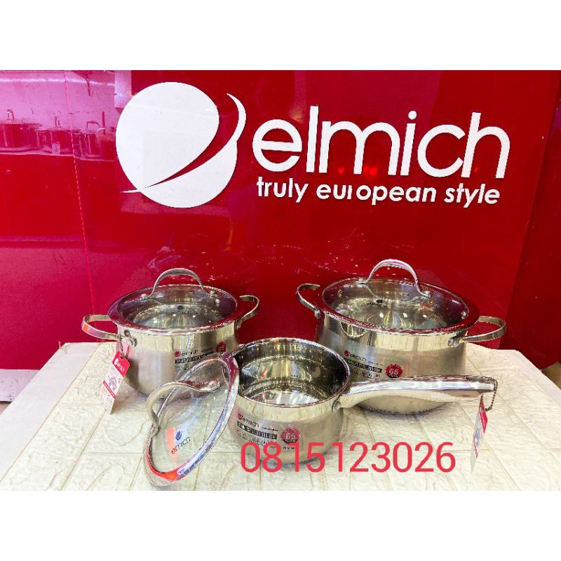 Bộ nồi elmich inox nhập khẩu Séc ibiza 0124 size 16cm, 20cm, 24cm