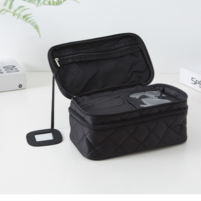 Túi Đựng Mỹ Phẩm Hai Tầng Bằng Nylon Chống Thấm Nước Đa Năng Cho Nữ Ốp