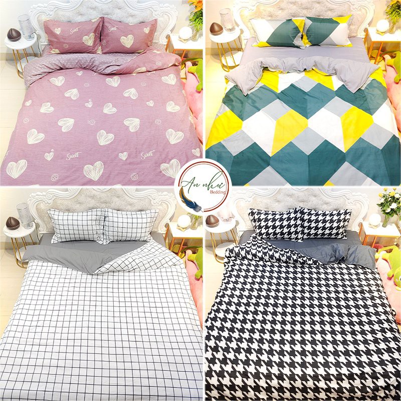 Bộ chăn ga gối 💖An Như💖 vỏ chăn ga gối cotton poly, drap giường 4 món poly nhập kẻ | BigBuy360 - bigbuy360.vn