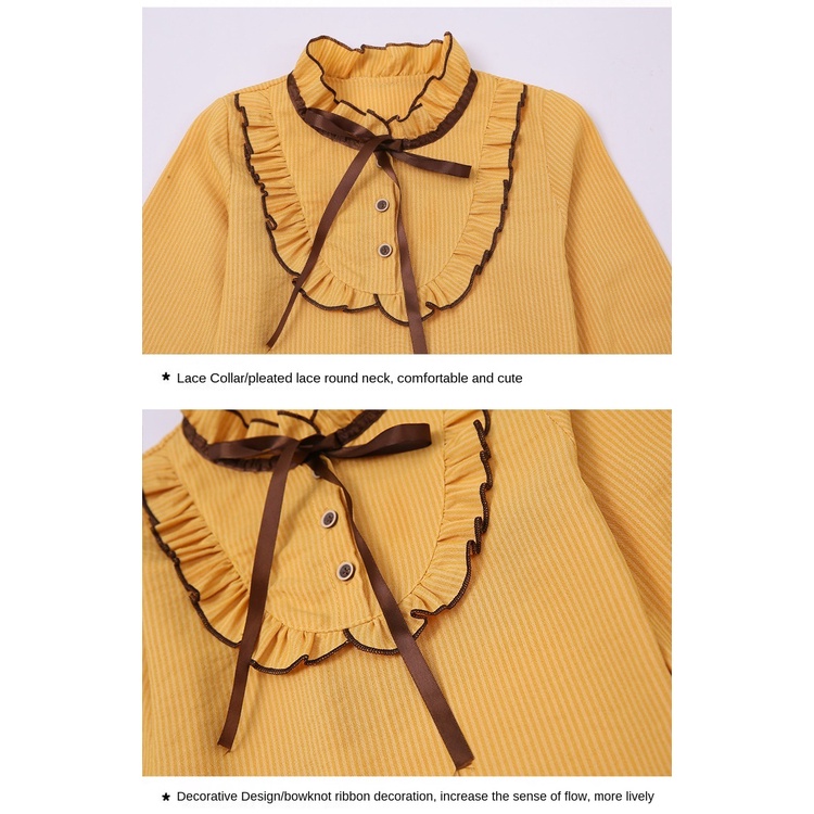 Set đồ gồm chân váy và áo sơ mi tay dài phong cách Hàn Quốc thời trang cho bé gái 4-12 tuổi