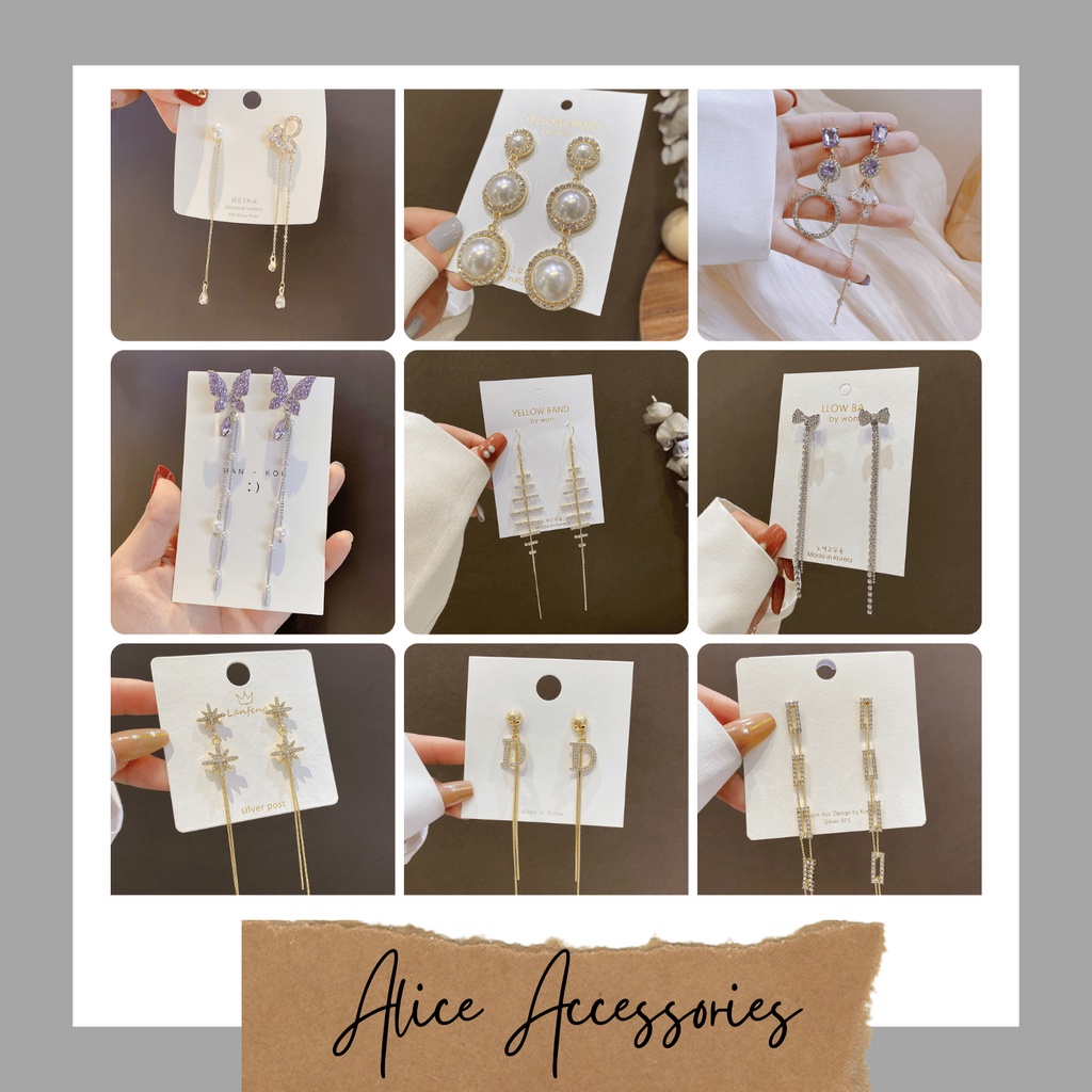 Bông tai dài nữ S925 Alice đơn giản sang trọng