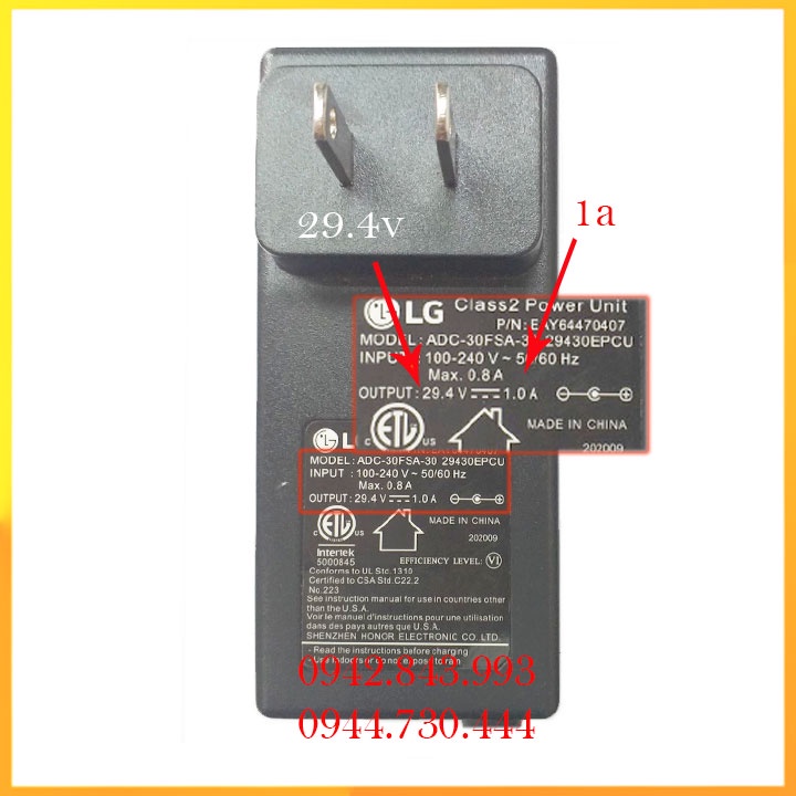 Adapter Bộ đổi nguồn máy hút bụi LG A907GMS 29.4v bảo hành 3 tháng hàng mới không hộp vỏ xước nhẹ