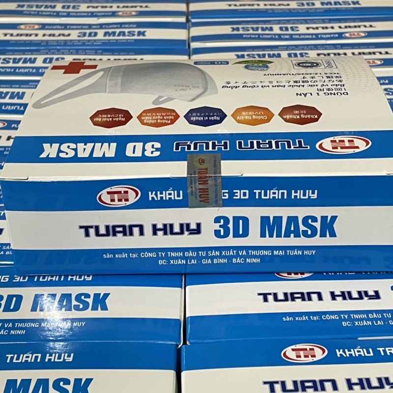 Khẩu trang 3D Mask LV hoa hộp 50 cái có logo tem niêm phong, đạt tiêu chuẩn ISO khẩu trang y tế