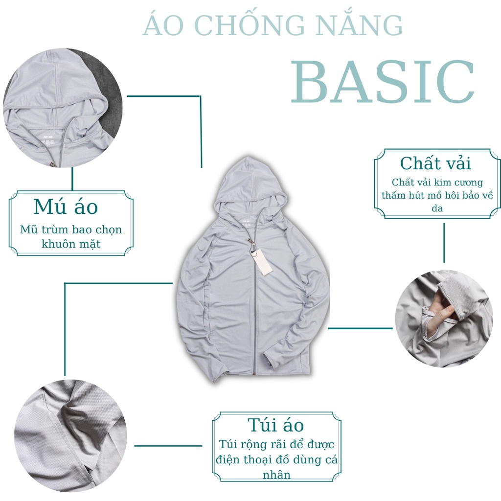 Áo chống nắng nam kim cương NPV chất vải thông hơi thoáng mát có mũ trùm chống tia UV