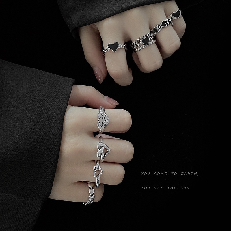 Nhẫn Hình Trái Tim Đơn Giản Phong Cách Hip Hop 19AA