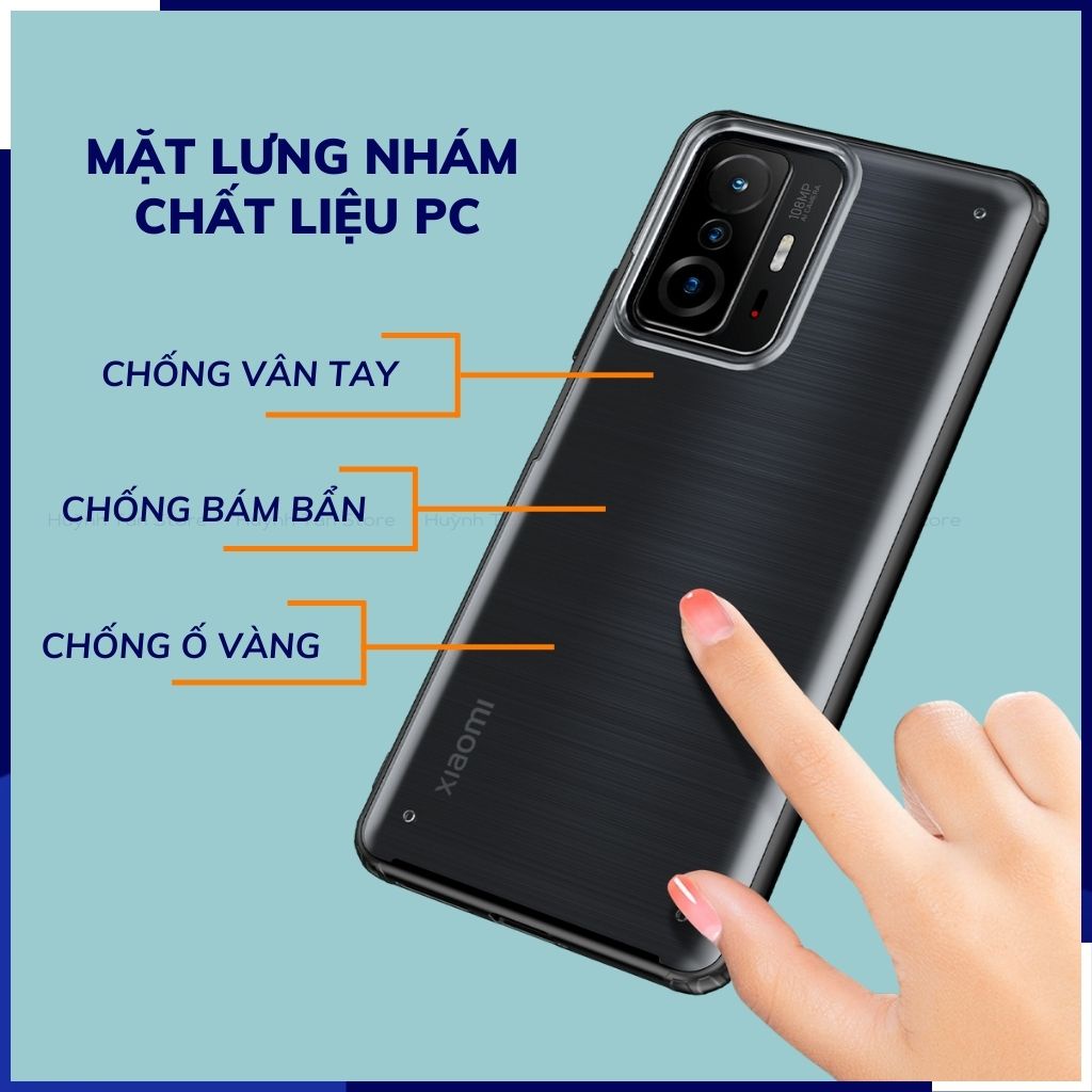 Ốp lưng xiaomi 11t mi 11t pro chống sốc bảo vệ camera chống vân tay nhám viền màu ver 2 phụ kiện huỳnh tân store
