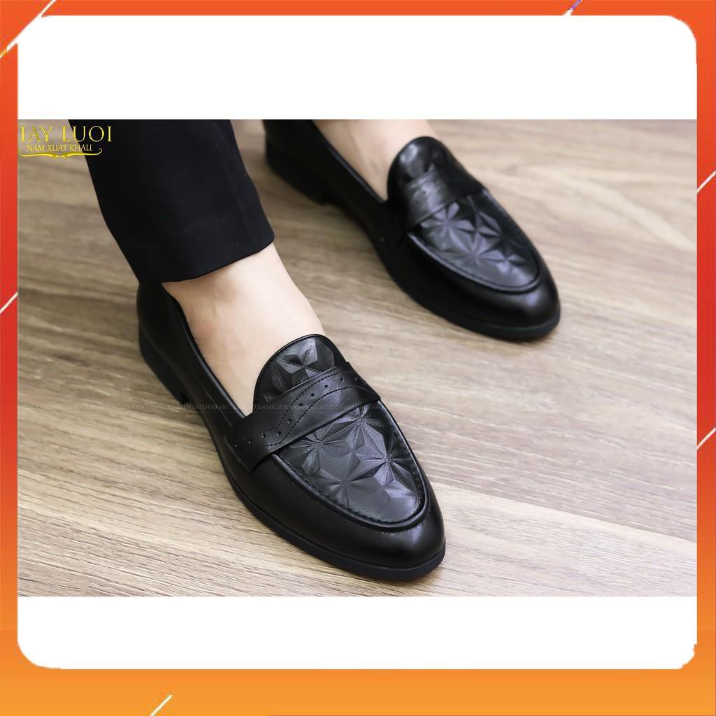 Giày Lười Da Nam Giá Rẻ -Tăng Chiều Cao 3cm - Mã g012 Màu Đen - Hàng VN