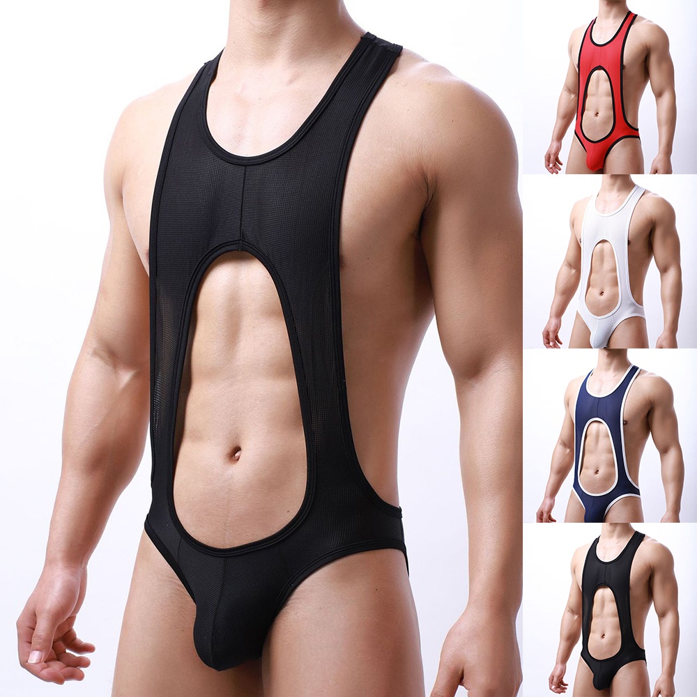Sexy Men Jockstrap Boxer Leotard Underwear Wrestling Singlet Bodysuit Sportswear
