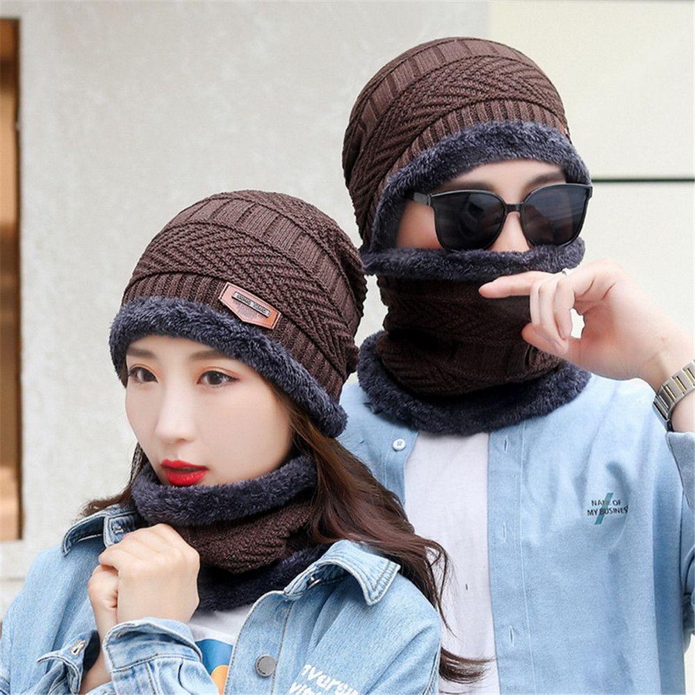 Mũ beanie Kiêm Khăn Choàng Cổ Mềm Mại Giữ Ấm Cho Nam Và Nữ