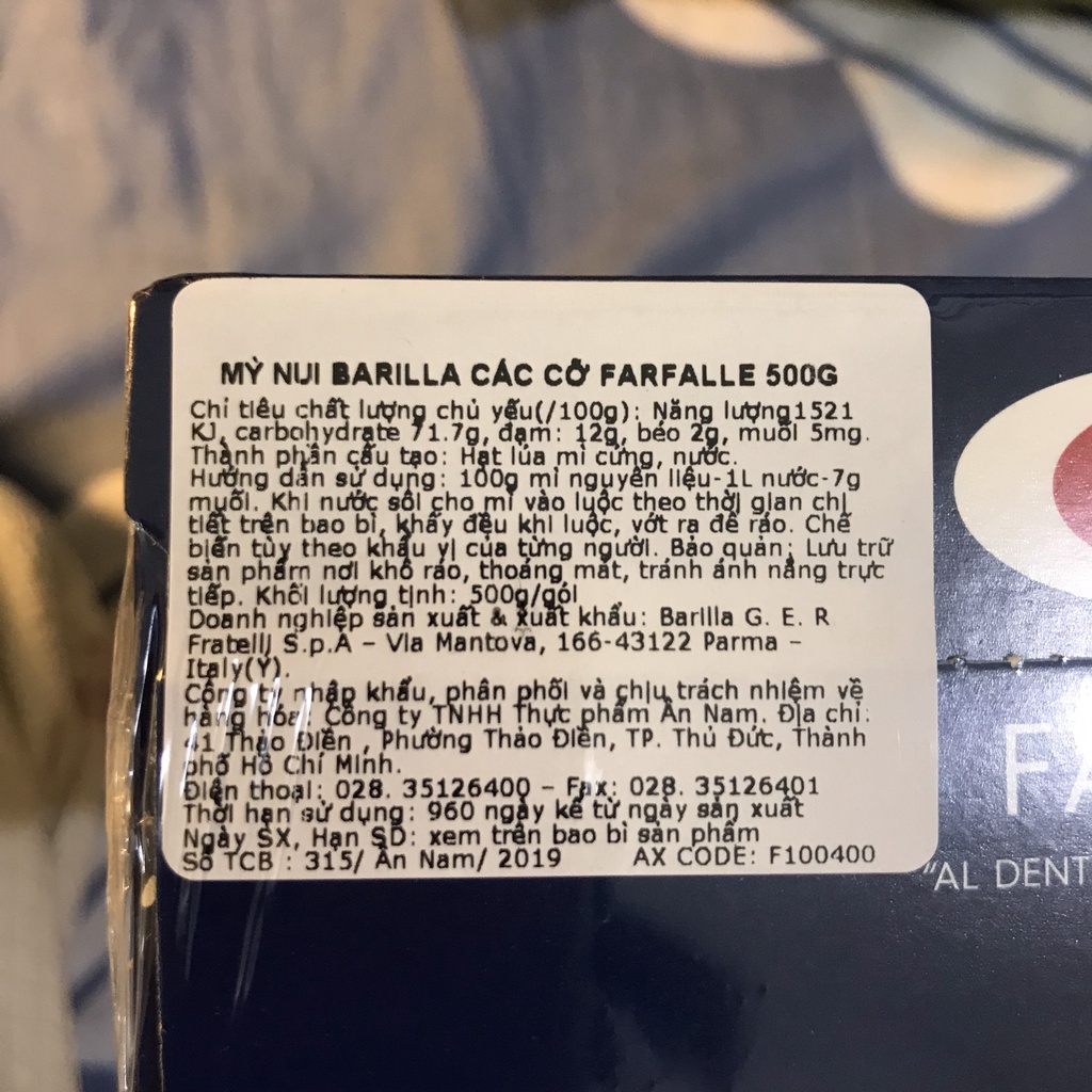 Mì nui Farfalle 500g
