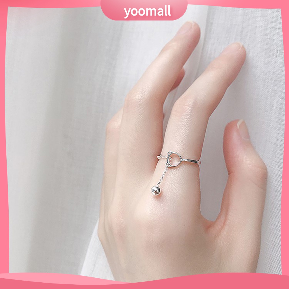 Yomall♡ Nhẫn Hở Hình Mèo Dễ Thương Có Chuông