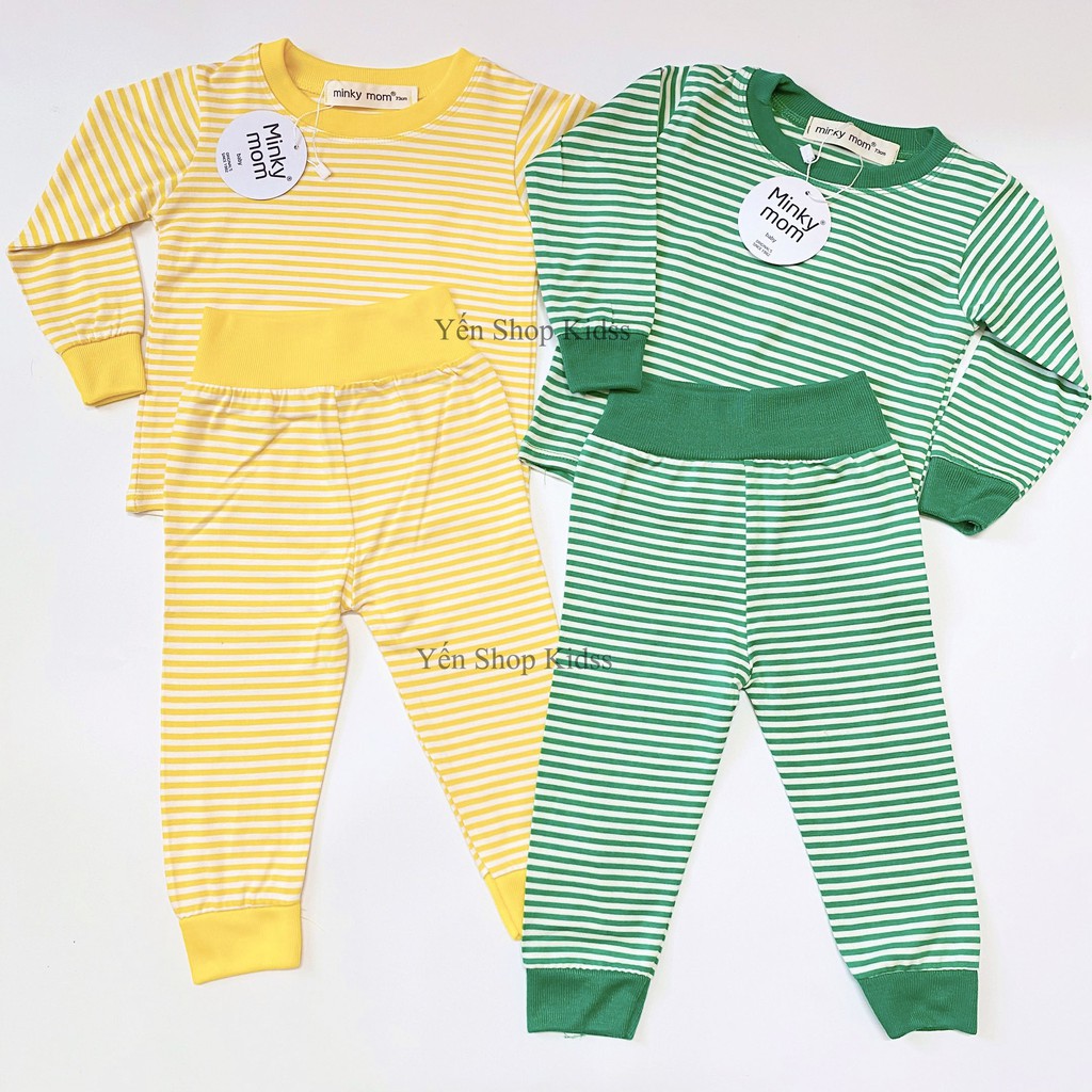 Sale !!! Bộ Dài Tay Kẻ Nhỏ Cạp Cao  Minky Mom Cotton Lạnh Cho Bé (7-19kg) (SP001285) | WebRaoVat - webraovat.net.vn