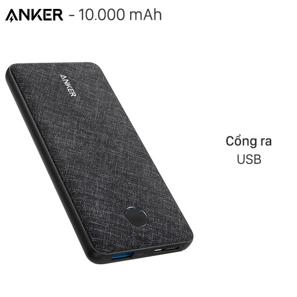 Pin sạc dự phòng Polymer 10.000mAh Type C Anker PowerCore Slim A1229 Đen