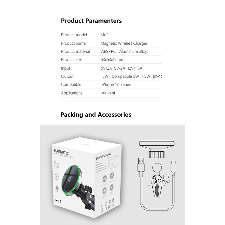 Đế Sạc Nhanh Không Dây 15W Có Nam Châm Gắn Lỗ Thông Gió Xe Hơi Cho iPhone 14 12 13 Pro Max Mini Plus