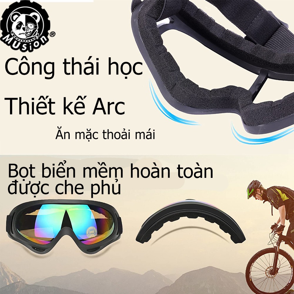Mắt kính bảo hộ chống gió bụi sương mù chống tia UV 400 gẵn mũ bảo hiểm 1/2 và 3/4 tiện dụng