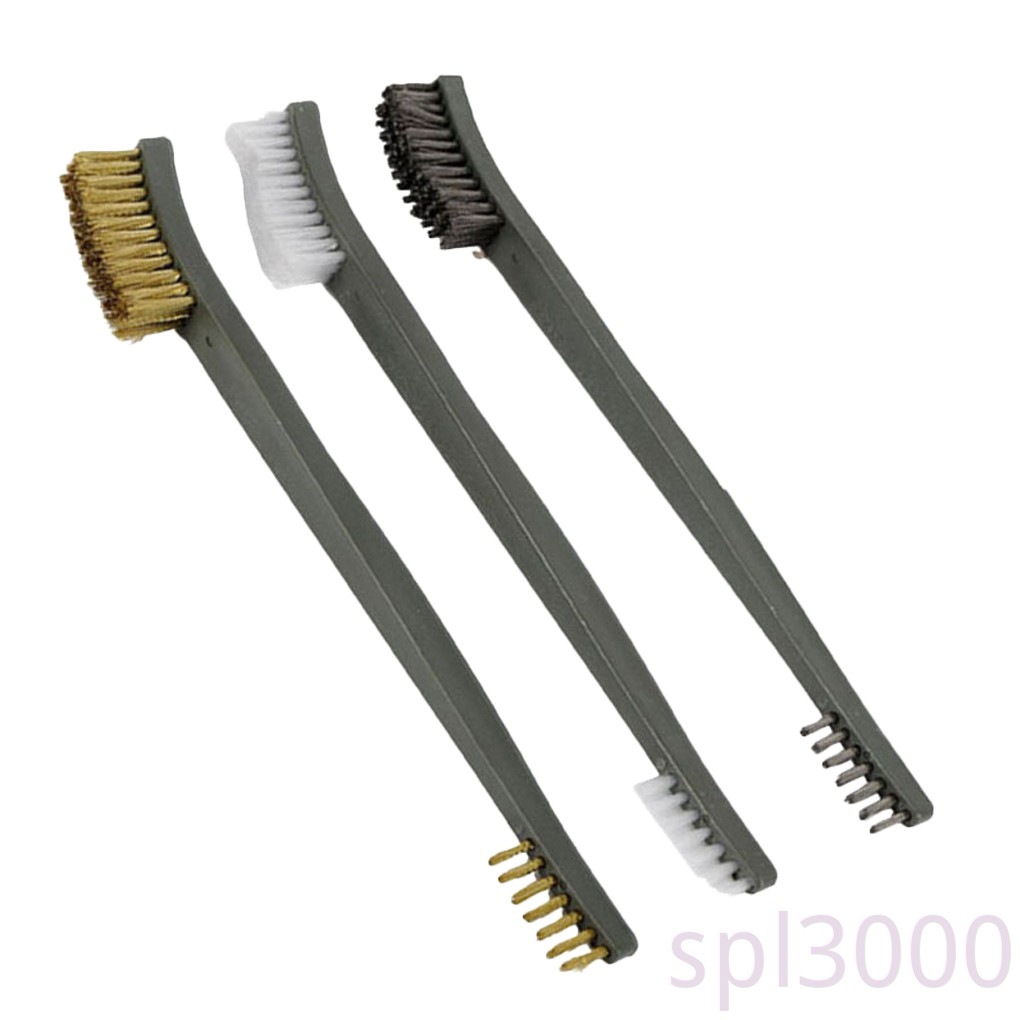 Bộ 3 cái bàn chải kim loại mini tẩy vết gỉ đánh bóng đồ kim loại