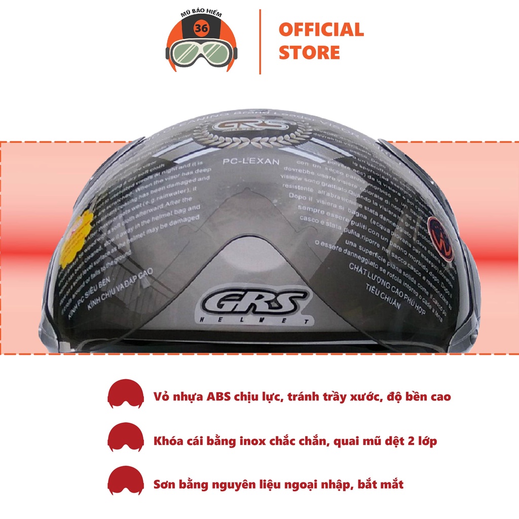Mũ bảo hiểm nửa đầu GRS A966K 2 Kính (màu xanh tím than nhám)