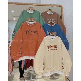 [N1801]🦸🏼‍♀️ Áo SWEATER thêu hoạt hình THRASHER (Có sẵn/ảnh thật)