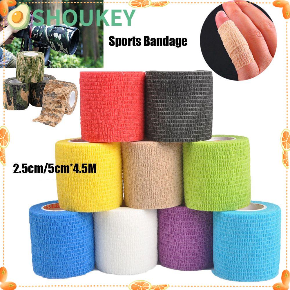 SHOUHOU 2.5/5cm*4.5M High Quality Sports Bandage Elastic Wrist Finger Sticker Muscles Care Strap Elastic Self Adhesive Treatment Gauze Medical Health First Aid Physio Muscle Tape/Multicolor