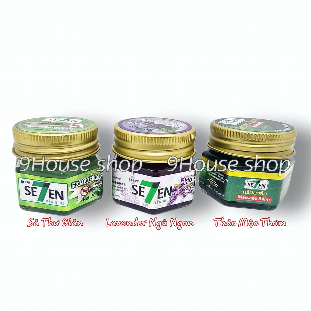 01 Hủ Dầu Cù Là Green Seven Moisturizing Herb Xoa Bóp, Thư Giãn Giúp Ngủ Ngon và Ngăn Côn Trùng Cắn Thái Lan