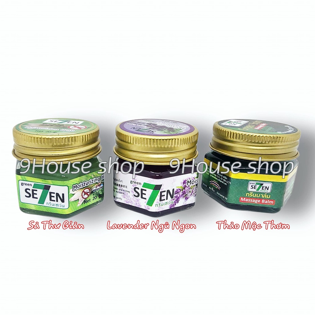 (20gram) 01 Hủ Dầu Cù Là Green Seven Moisturizing Herb Xoa Bóp, Thư Giãn Giúp Ngủ Ngon và Ngăn Côn Trùng Cắn Thái Lan