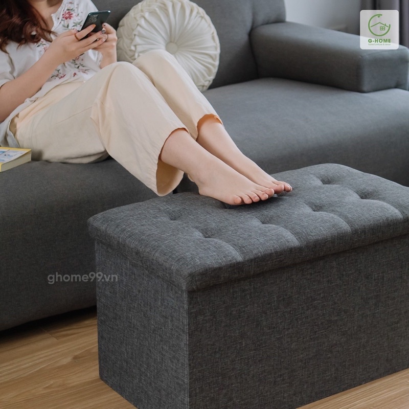 Sofa Gấp Gọn Size L Hộp Đựng Đồ Khung Gỗ Bọc Vải Cao Cấp