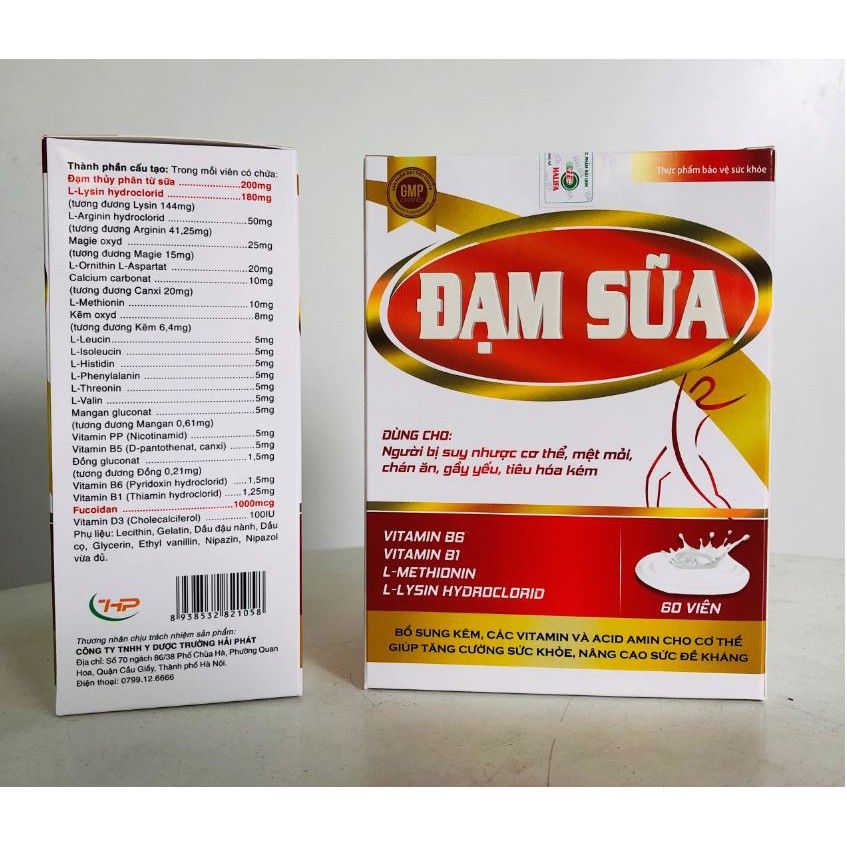 Viên uống Đạm sữa - Giúp tăng cường sức khỏe, nâng cao sức đề kháng - Hộp 60 viên - Top1pharmacy