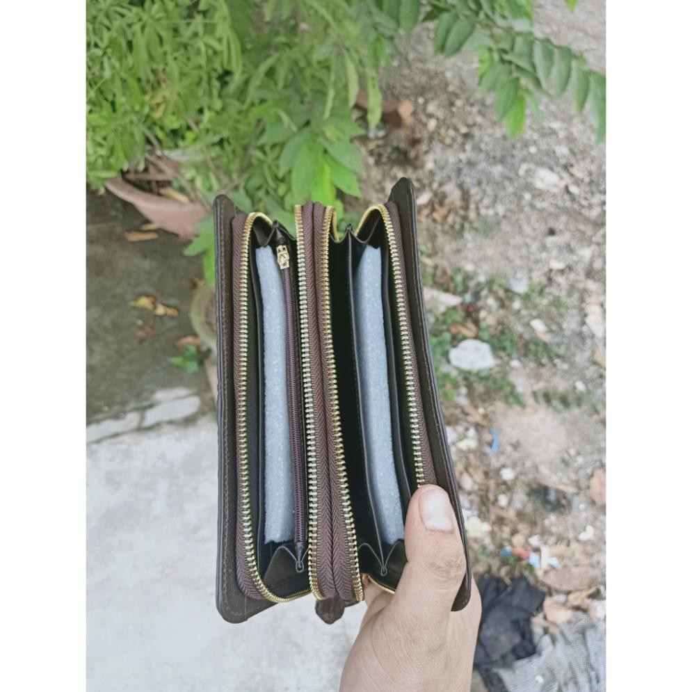 Ví Cầm Tay 2 khóa da cá sấu Nguyên Con BH 12 Tháng