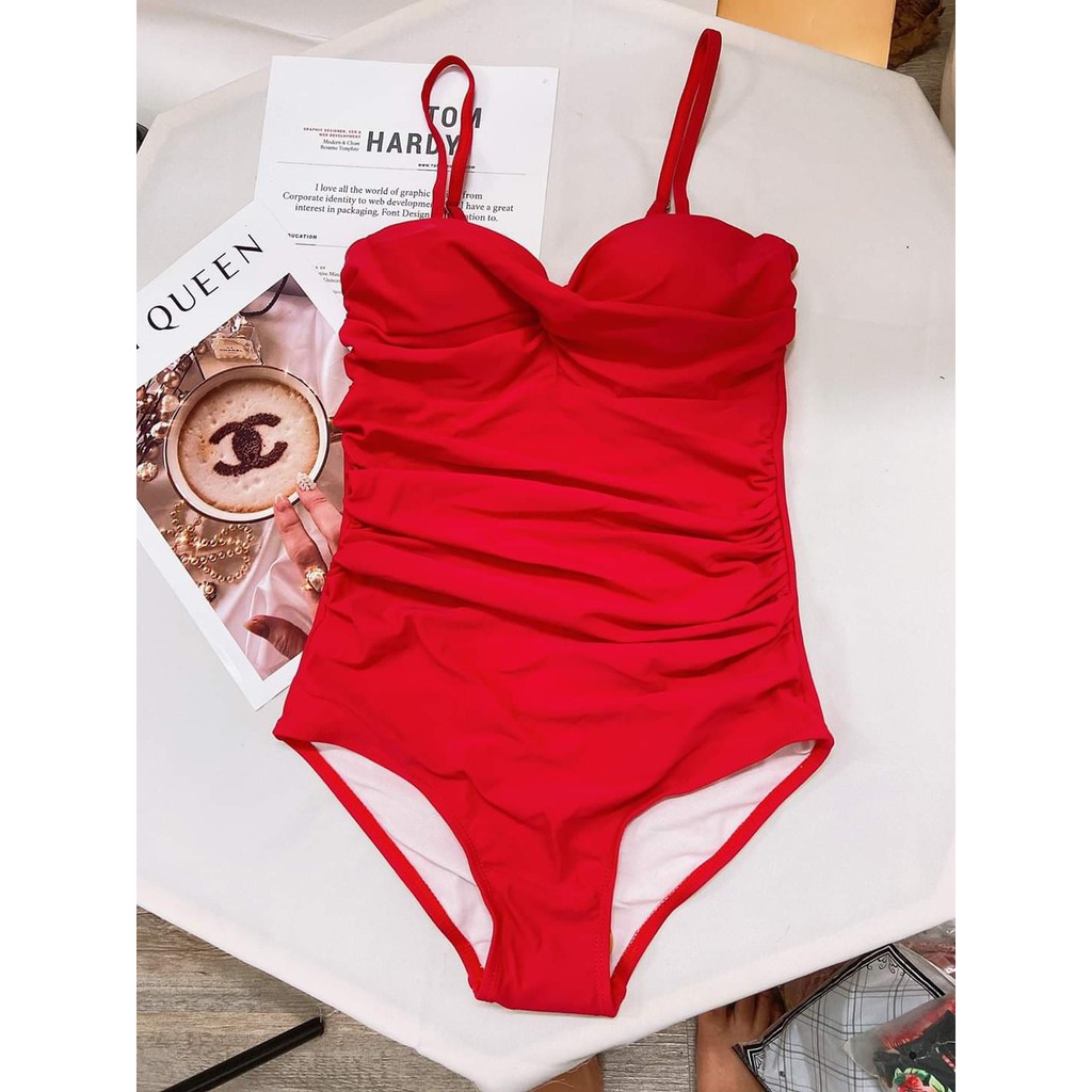 Bikini đỏ liền mảnh tông màu SIÊU NGỌT NGÀO mã 19137 - Hình thật, hàng xịn, giá rẻ