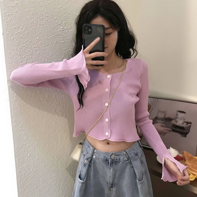 Áo Cardigan Dệt Kim Thiết Kế Đơn Giản Xinh Xắn Cho Nữ