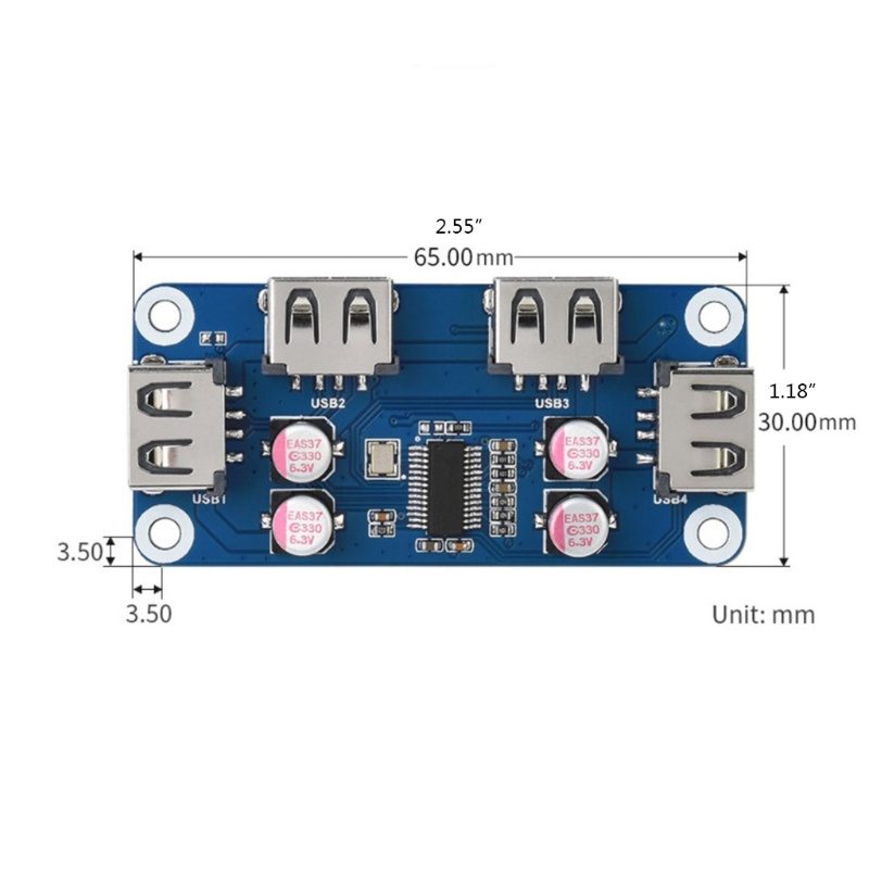 Bảng mạch mở rộng USB 2.0 HUB HAT cho Raspberry Pi 4 B 3 B+ 3 B 2B Zero Zero&lt;br&gt;